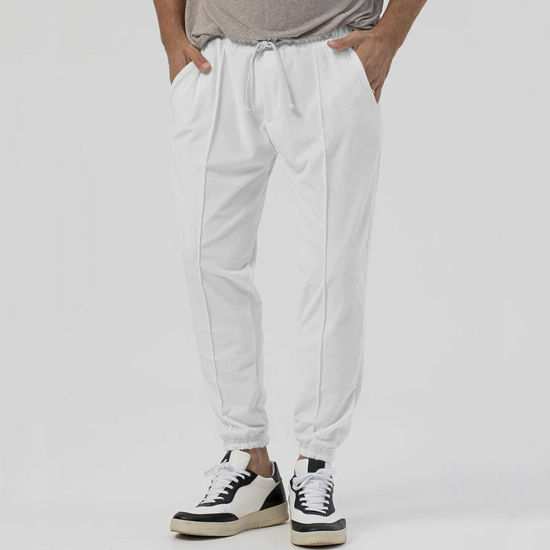 Men's tapered jogging pants in linen look with crease and cuff Mune Fashion