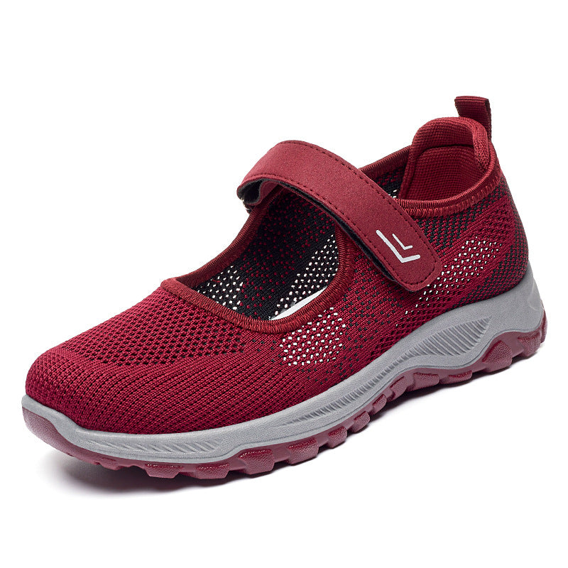 Women's knitted Mary Jane sneakers with Velcro fastener, breathable upper material and cushioning profile sole Mune Fashion