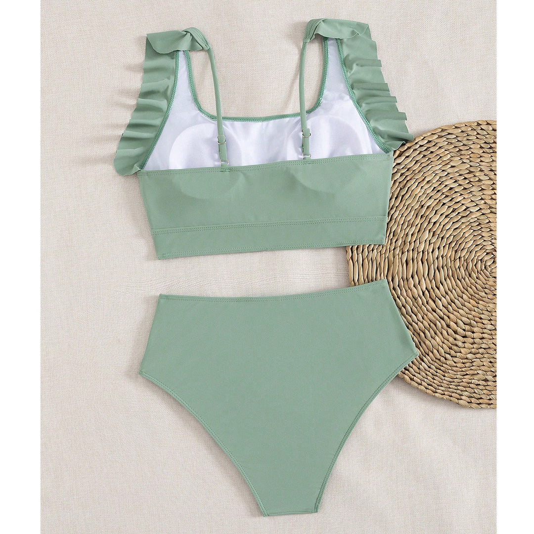 Women High-Waisted Bikini with Ruffle Details Mune Fashion