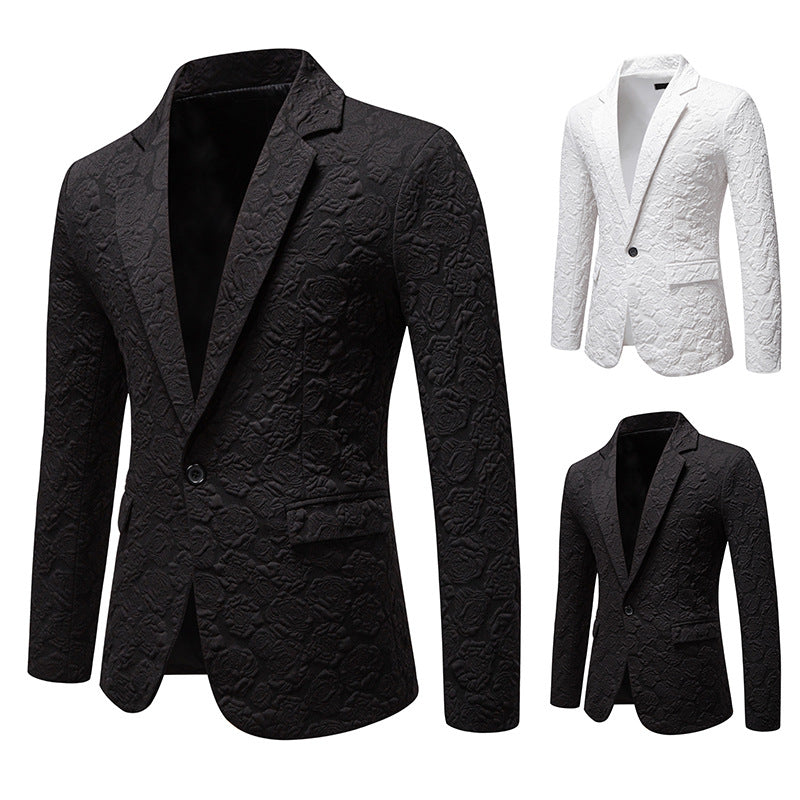 Men's structured business blazer with floral jacquard pattern and slim fit Mune Fashion