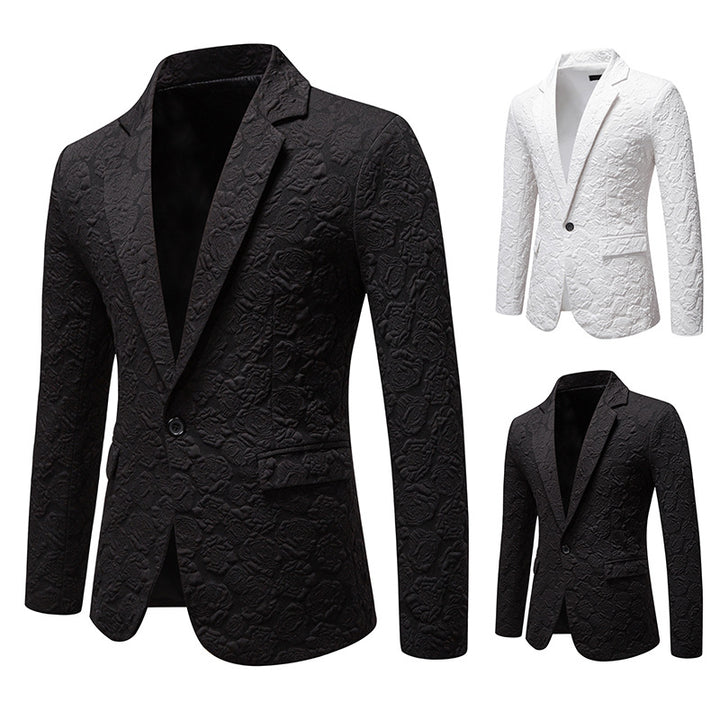 Men's structured business blazer with floral jacquard pattern and slim fit Mune Fashion