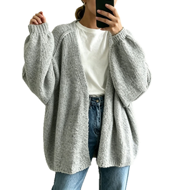 Women's Oversized Chunky Knit Cardigan with Wide Sleeve Mune Fashion
