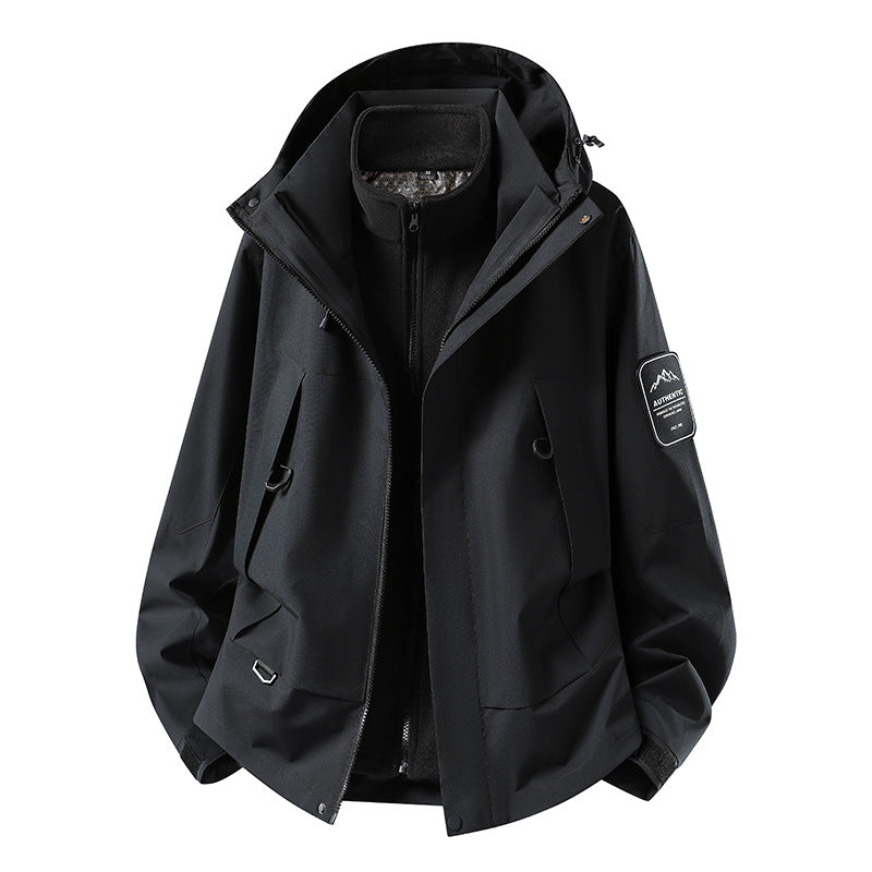 Unisex waterproof two-layer softshell rain jacket with removable fleece lining and hood Mune Fashion