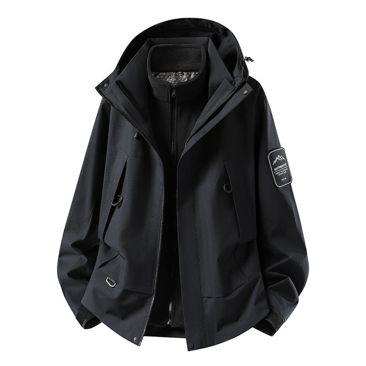 Unisex waterproof two-layer softshell rain jacket with removable fleece lining and hood Mune Fashion