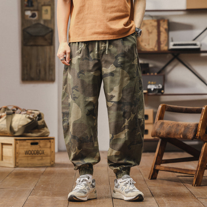 Herren Camouflage Cargohose im Jogger‑Stil mit Tunnelzugbund und elastischen Bündchen Mune Fashion