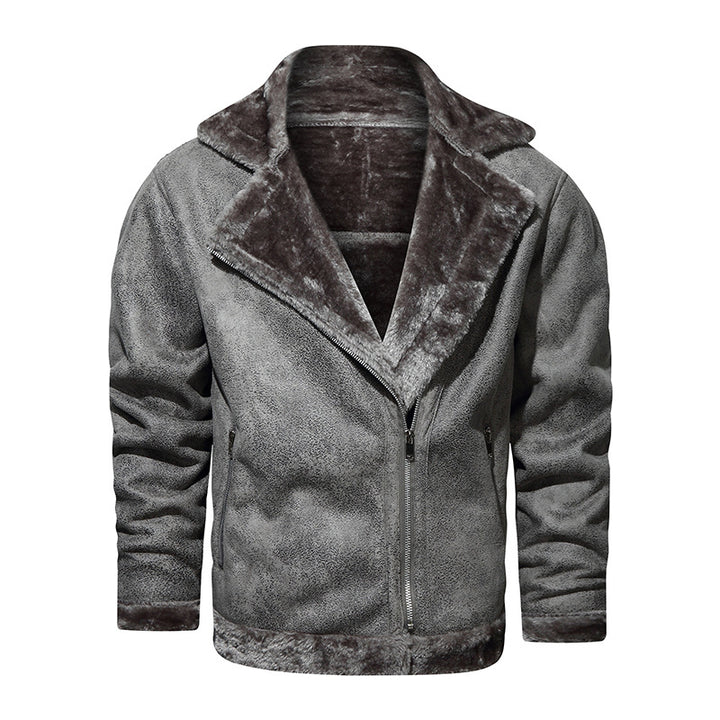Men's Lambskin Imitation Aviator Jacket with Cozy Faux Fur Lining Mune Fashion
