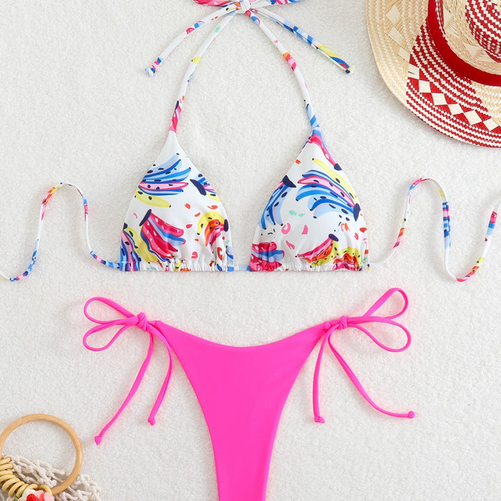 Women's triangle bikini with playful color design and adjustable straps Mune Fashion