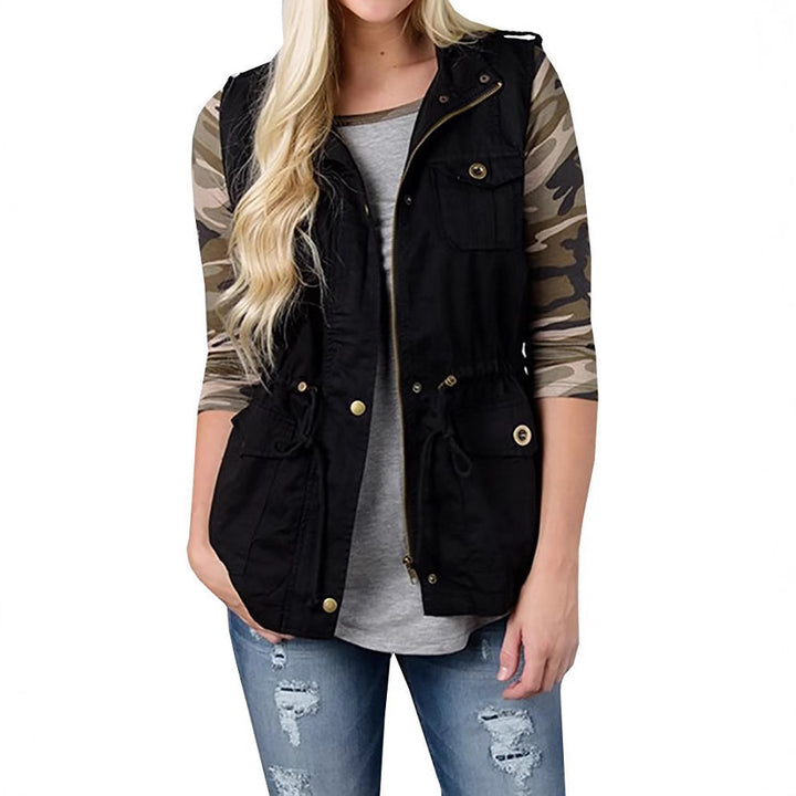 Women’s nan Utility Vest with drawstring, hood and patch pockets Mune Fashion