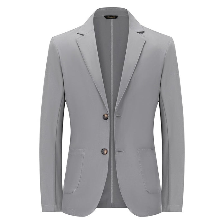Men's Modern Slim-Fit Blazer with Narrow Lapel and Patch Pockets Mune Fashion