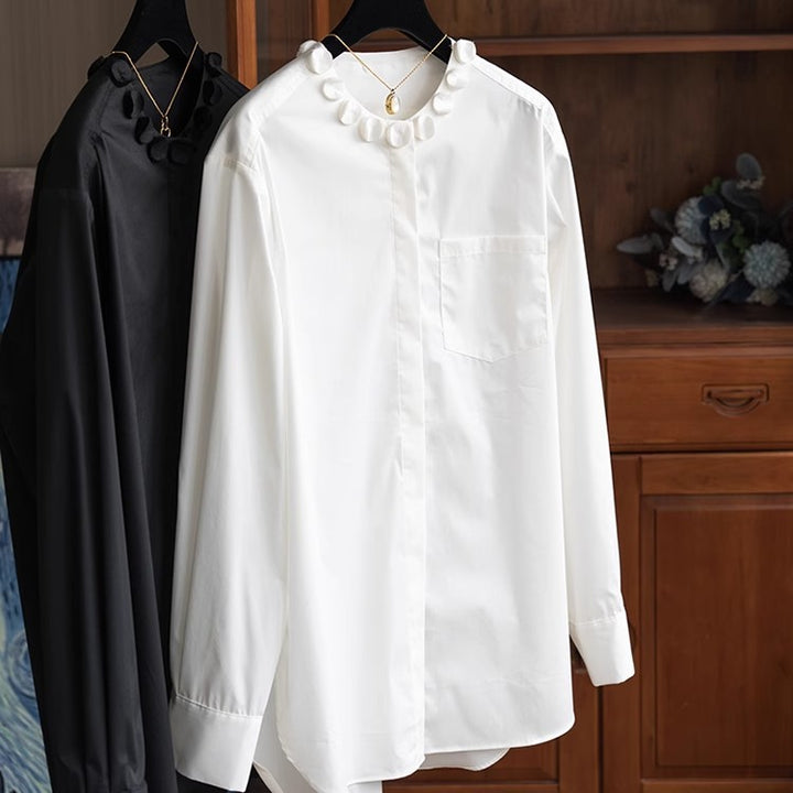 Women's Elegant Blouse with Decorative Collar Mune Fashion