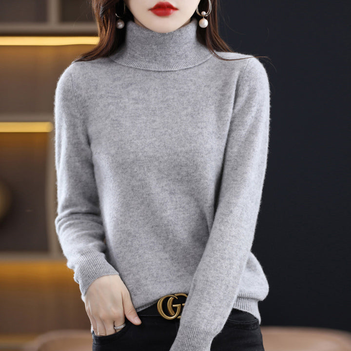 Women's Slim-Fit Turtleneck Sweater made of Cashmere-like Fine Knit with Soft Pile Mune Fashion