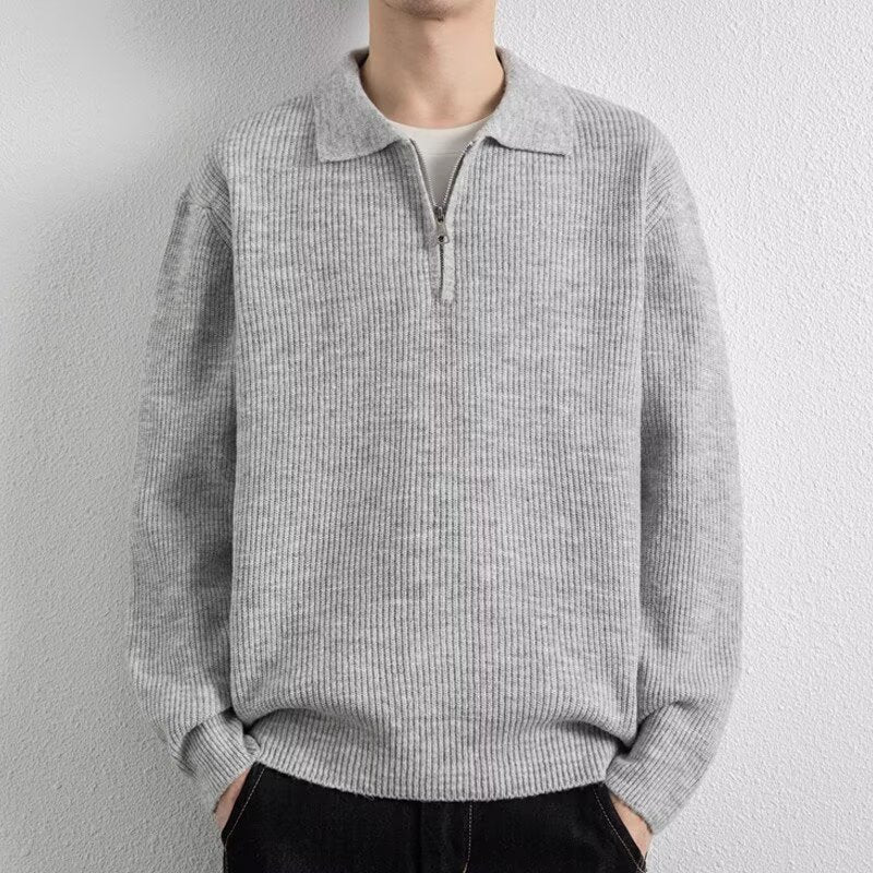 Men's Patterned Knitted Sweater with Stand-up Collar Mune Fashion