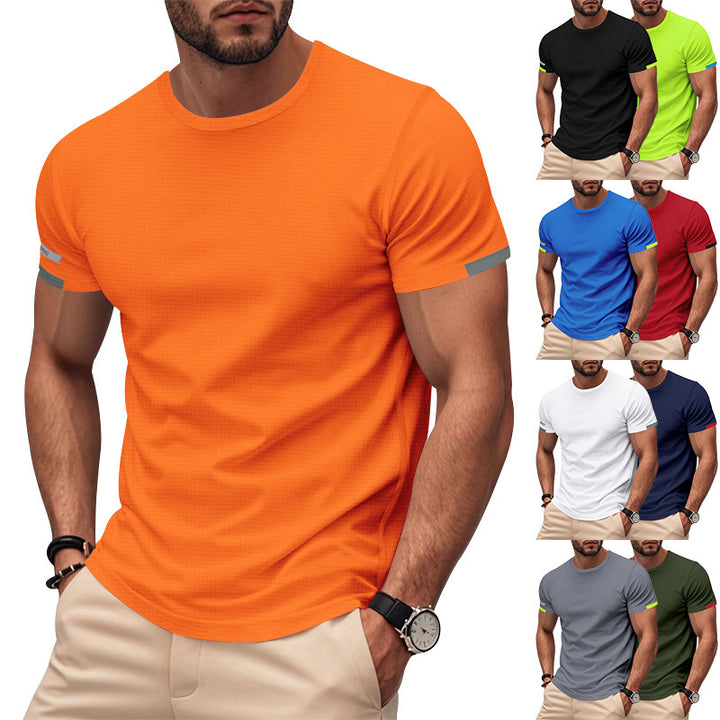 Men's nan athletic short-sleeve cotton jersey T-shirt with round neck and reflective sleeve details Mune Fashion