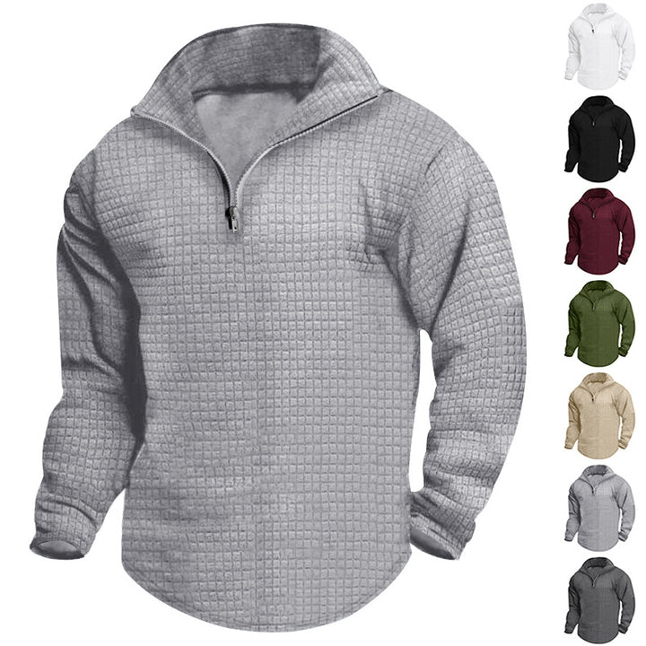 Men's stand-up collar sweatshirt with square structure and short front zip Mune Fashion