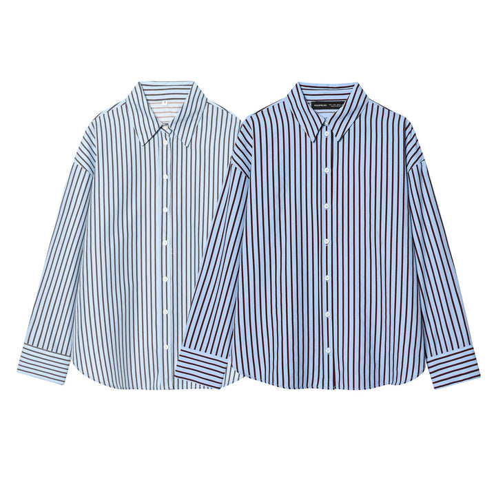 Women oversized shirt blouse with dropped shoulder, continuous button placket and wide cuff Mune Fashion