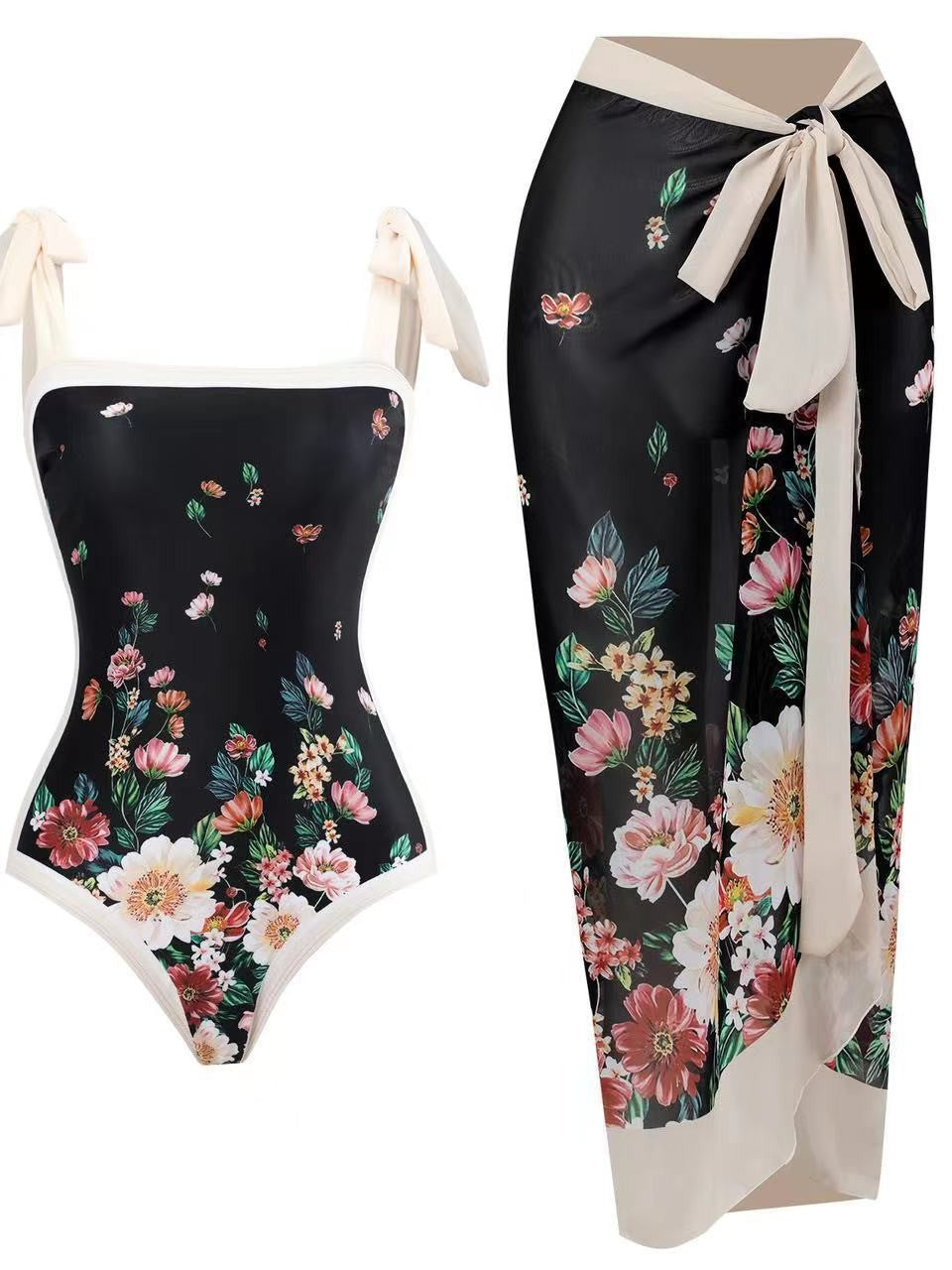 Women's one-piece swimsuit with asymmetrical cut and elegant palazzo pants Mune Fashion