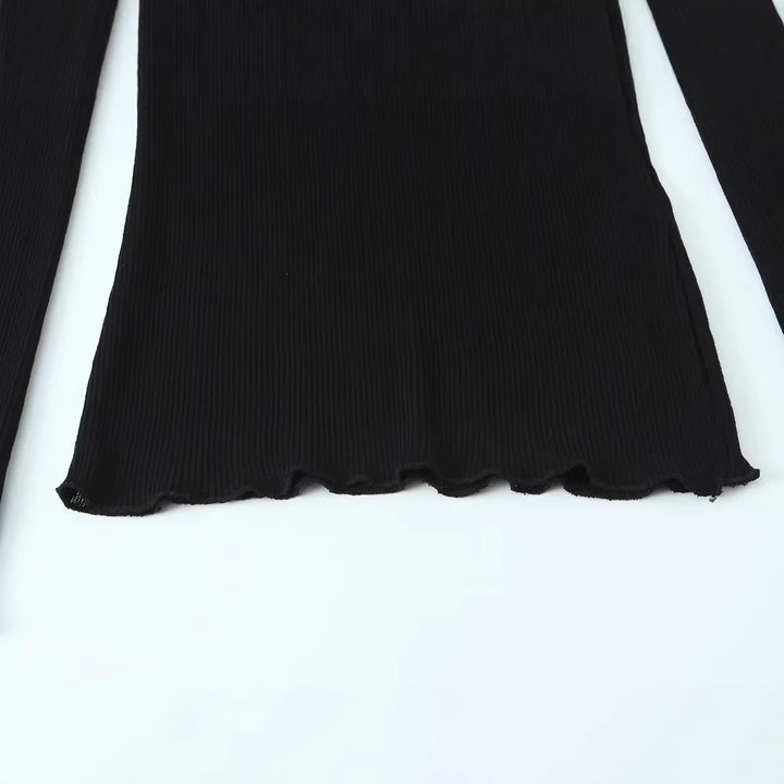 Women's fine-knit top with carmen neckline, spaghetti straps, and lace edge Mune Fashion
