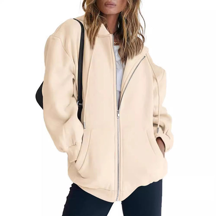 Women's Oversize Hoodie Jacket with Full Zipper French-Terry, Kangaroo Pockets, and Elastic Cuffs Mune Fashion