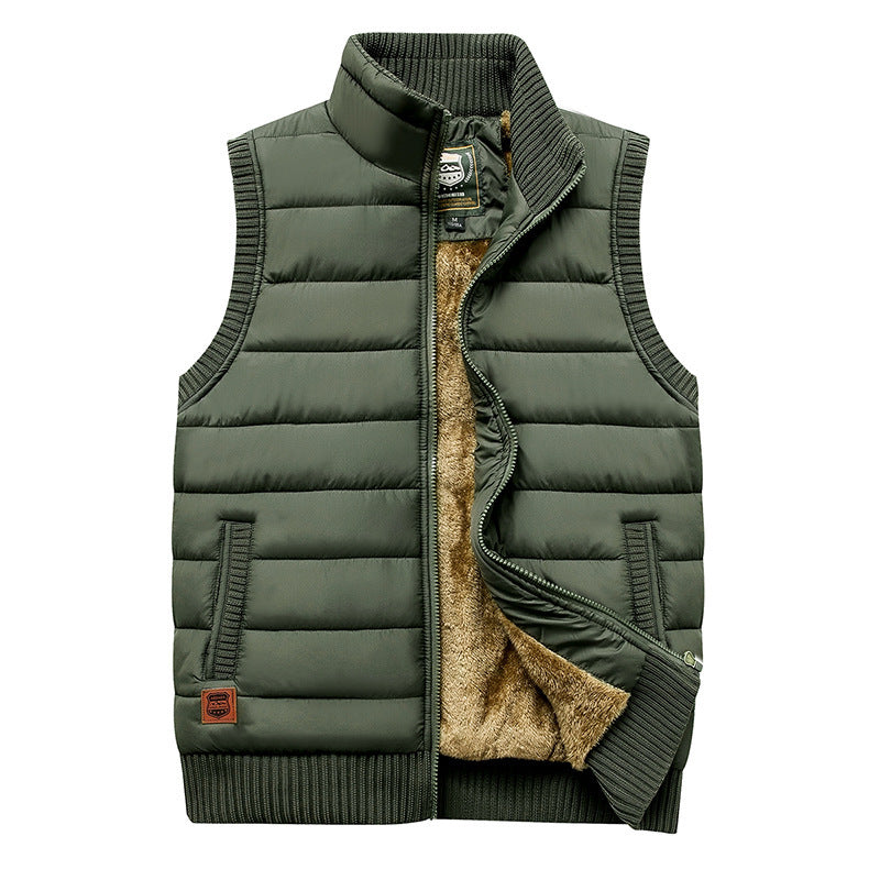 Men's Padded Thermal Puffer Vest with Teddy Fleece Lining and Ribbed Cuffs Mune Fashion