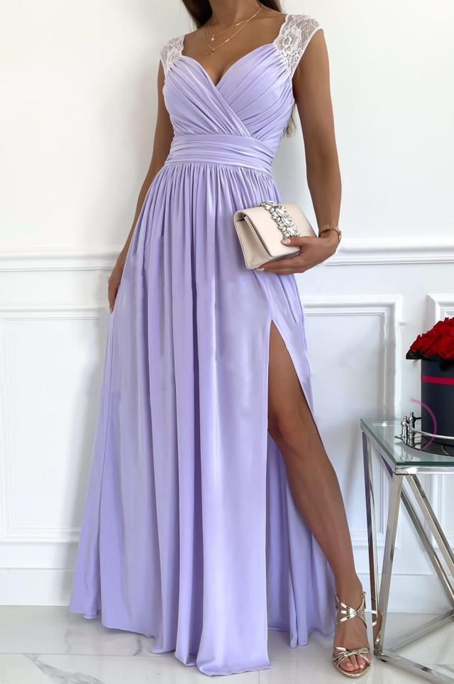 Mune | Women's Evening Dress with Elegant V-Neckline and Ruffle Details