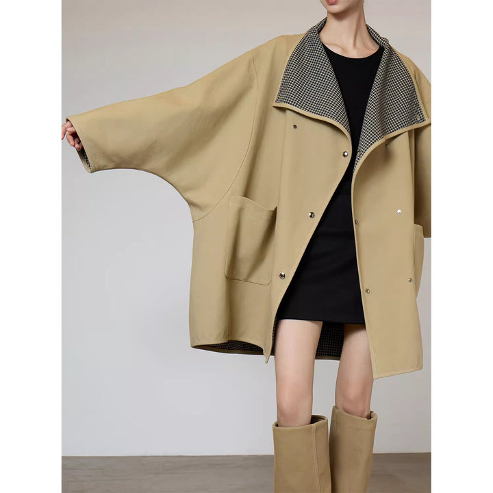 Women's Oversized Transitional Jacket with Contrasting Collar Mune Fashion