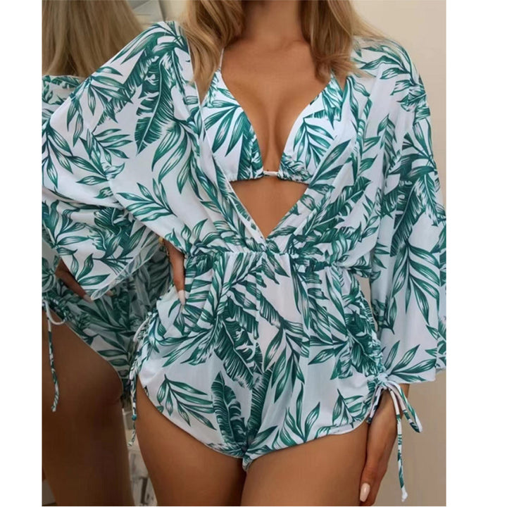 Women's swim set with floral wrap top and triangle bikini Mune Fashion