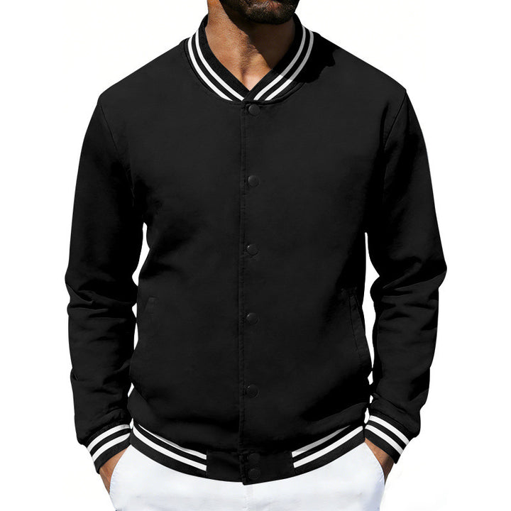 Men's varsity bomber jacket made of sweat with striped ribbed collar Mune Fashion