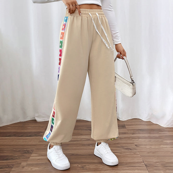 Women's Jogging Pants with Colorful Side Pattern Mune Fashion