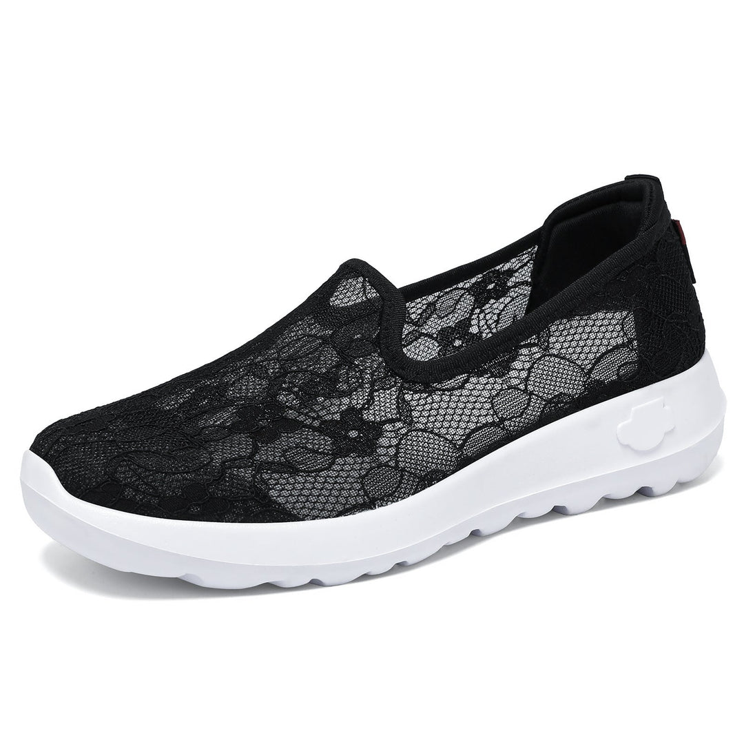 Women Elegant and Comfortable Slip-On Sneakers with Lace Surface Mune Fashion