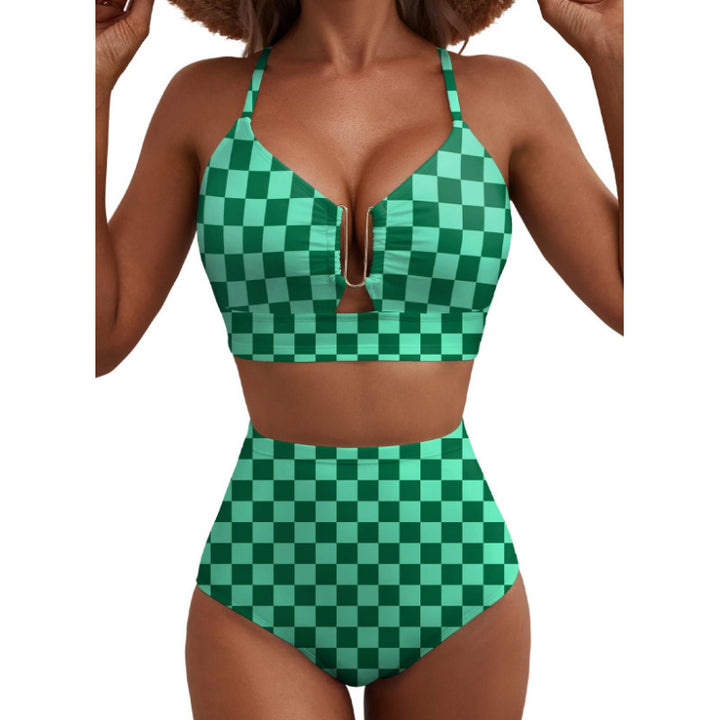 Women High-Cut Bikini with Floral Pattern and Leopard Print Mune Fashion