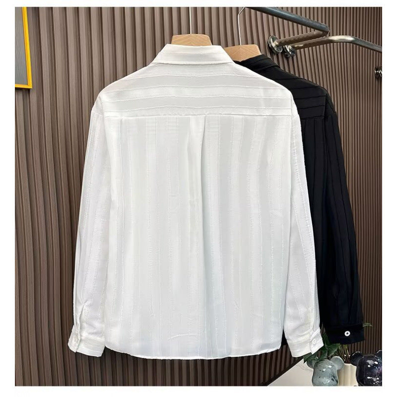 Women Elegant Striped Long Sleeve Shirt Mune Fashion