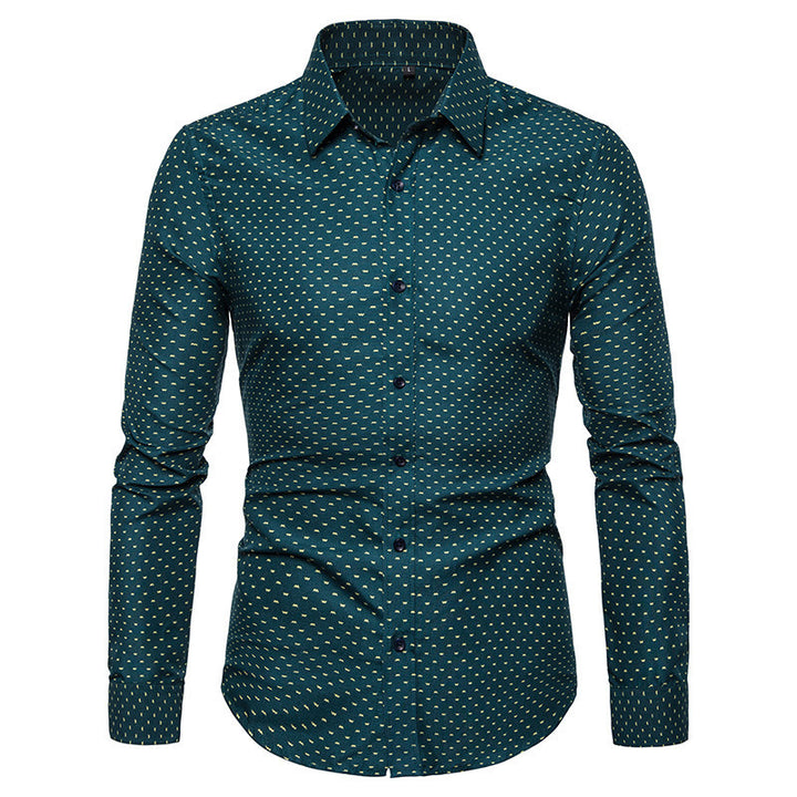 Men's patterned tailored long-sleeve shirt with Kent collar and stretch Mune Fashion