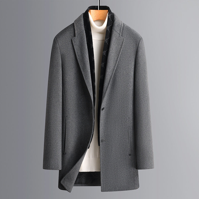 Men's short coat made of high-quality wool blend with subtle interior lining and slim fit Mune Fashion