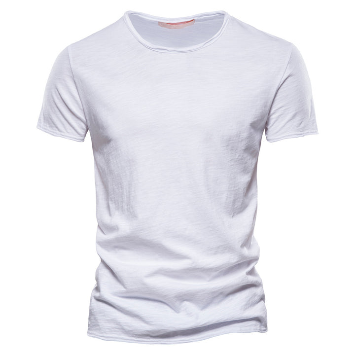 Men's light cotton jersey short-sleeve shirt with V-neck and slim fit Mune Fashion