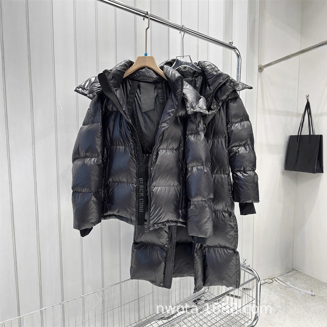 Women Long-cut quilted coat with high collar and warming down filling Mune Fashion