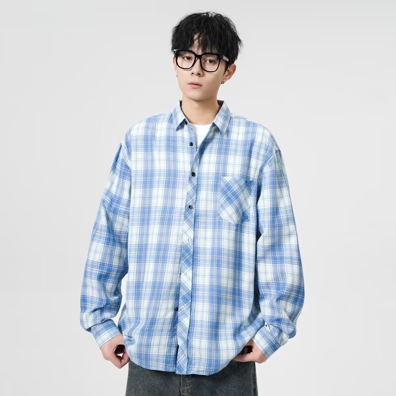 Men's Casual Checkered Blouse Mune Fashion