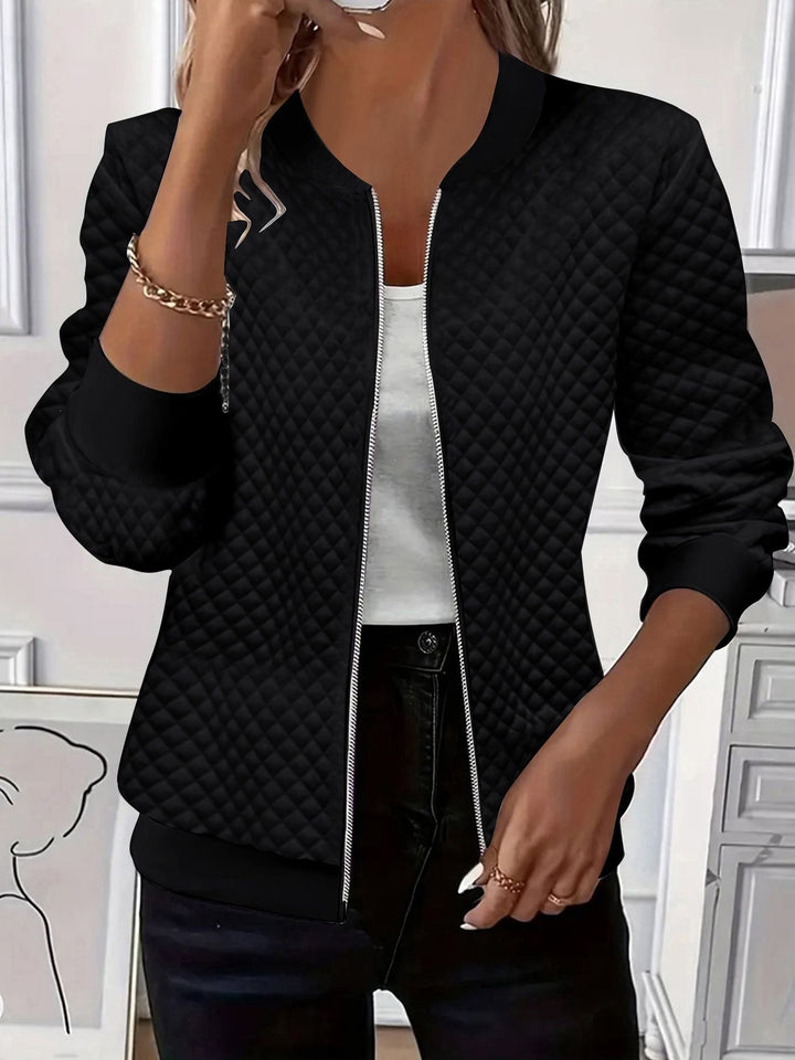 Ladies quilted bomber jacket with zipper and ribbed cuffs Mune Fashion