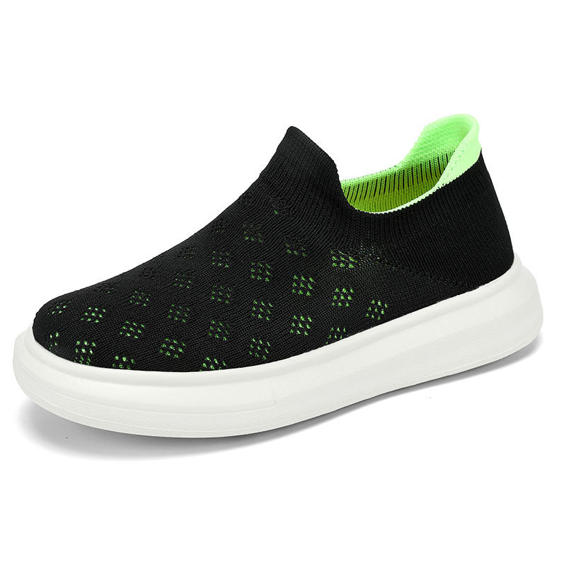 Women's sock-like knitted slippers with perforated hole pattern and shock-absorbing platform sole Mune Fashion