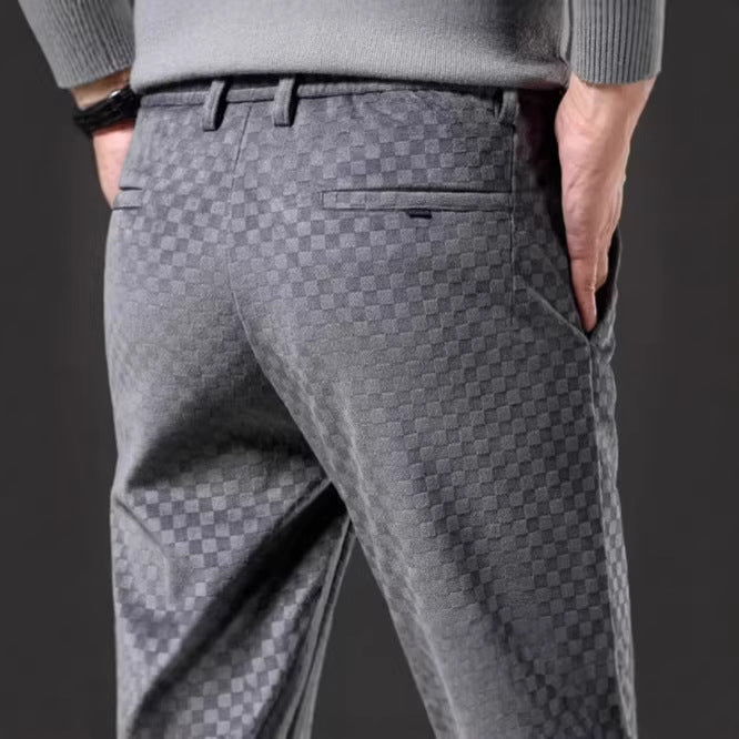 Men's stylish casual trousers with check pattern