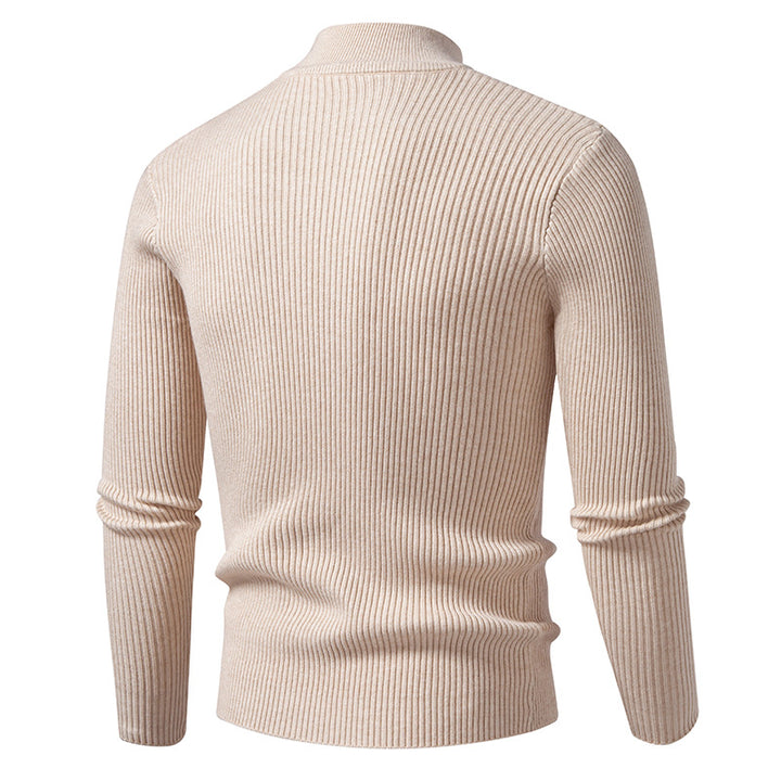 Men's ribbed mock neck pullover narrow fit thermal fine knit Mune Fashion