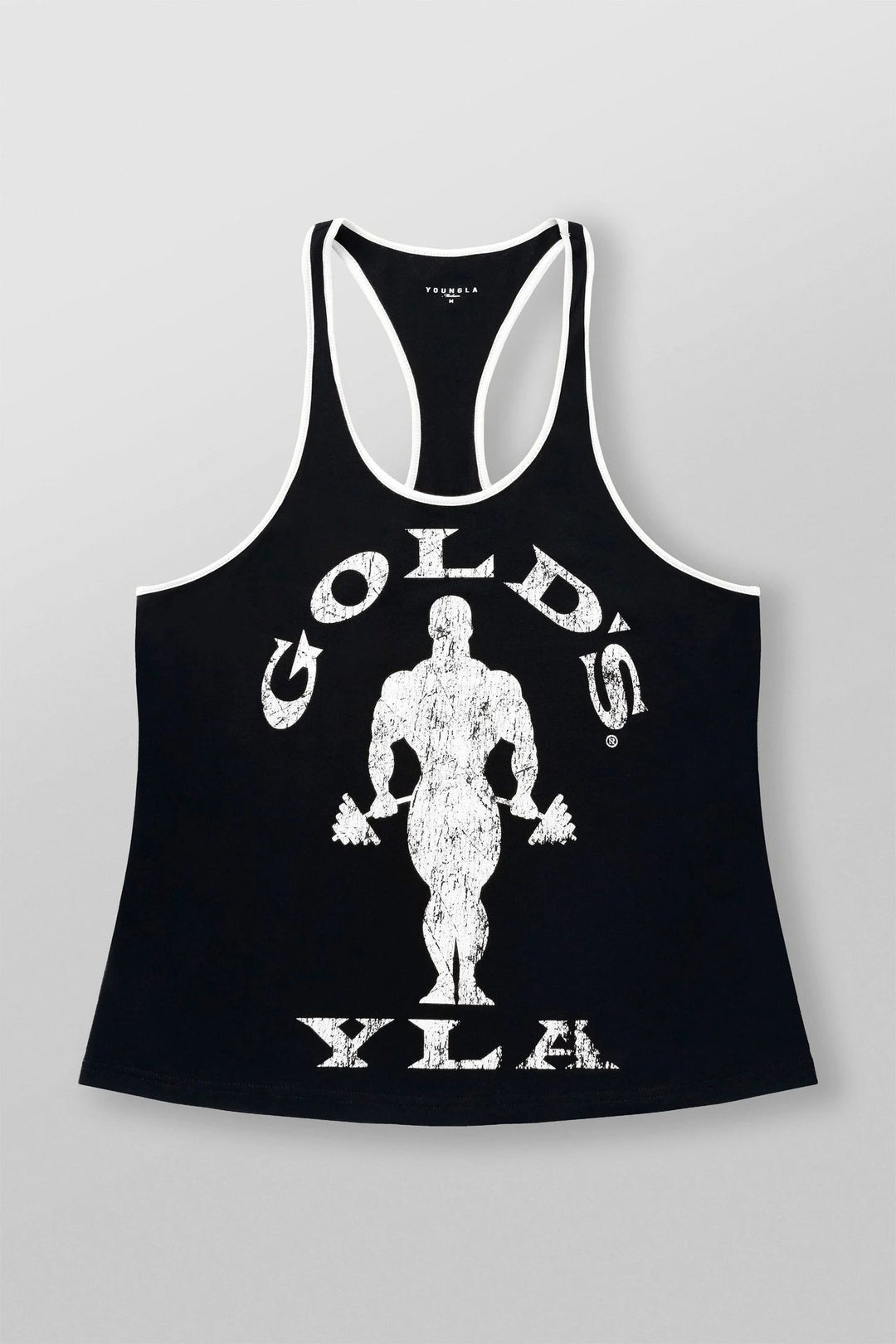 Men's nan athletic Stringer tank top backless cut with contrast piping and strength sports motif Mune Fashion
