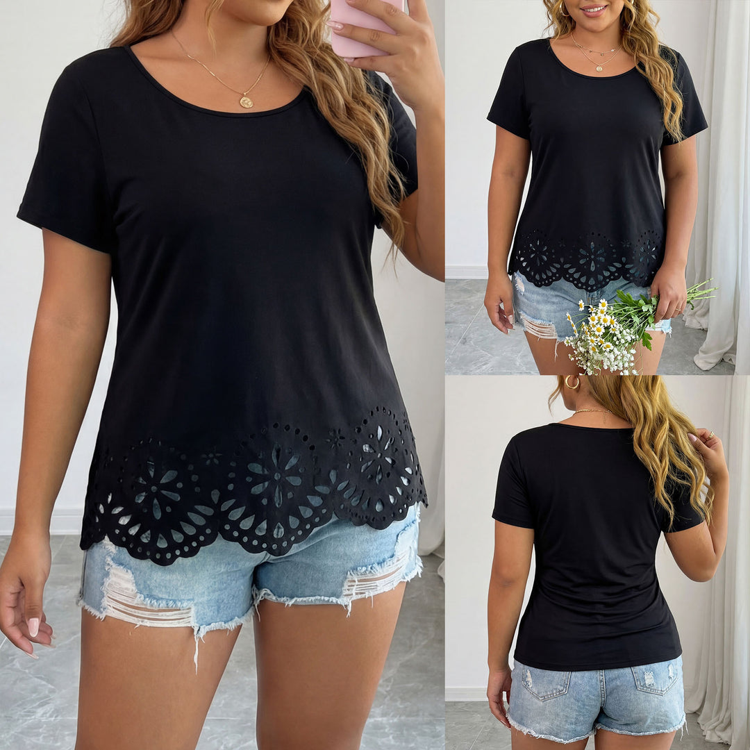 Women's trendy T-shirt with floral cut-out details Mune Fashion