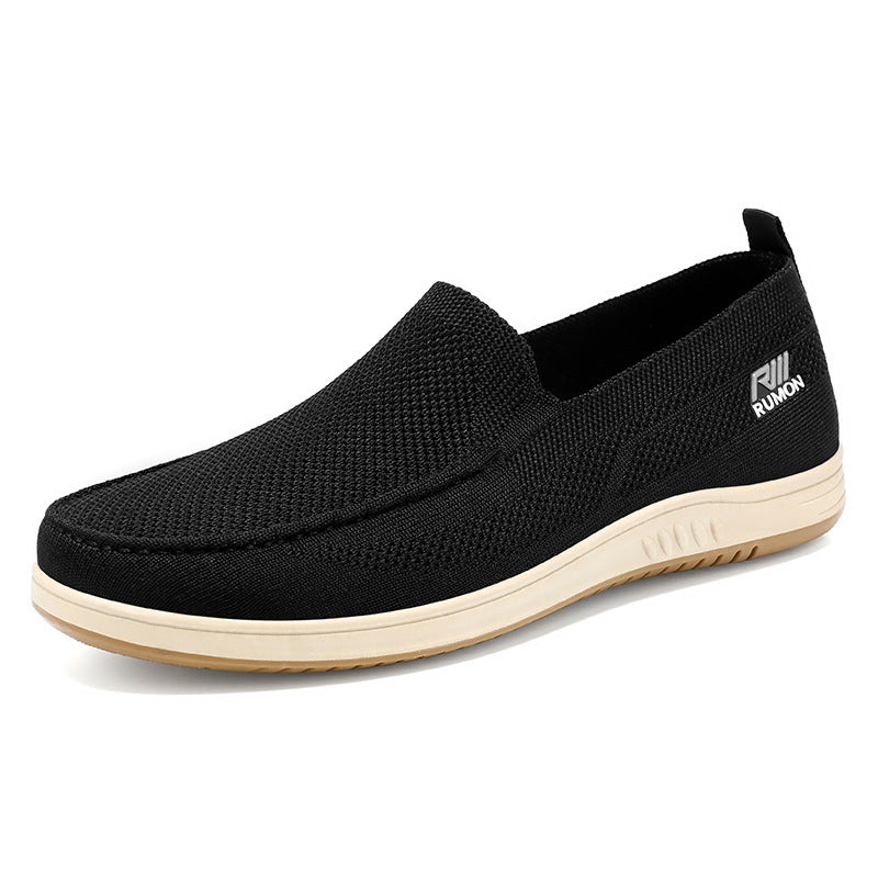 Men's lightweight mesh moccasin slipper with seamless knit upper, memory comfort insole, and slip-resistant flex sole Mune Fashion