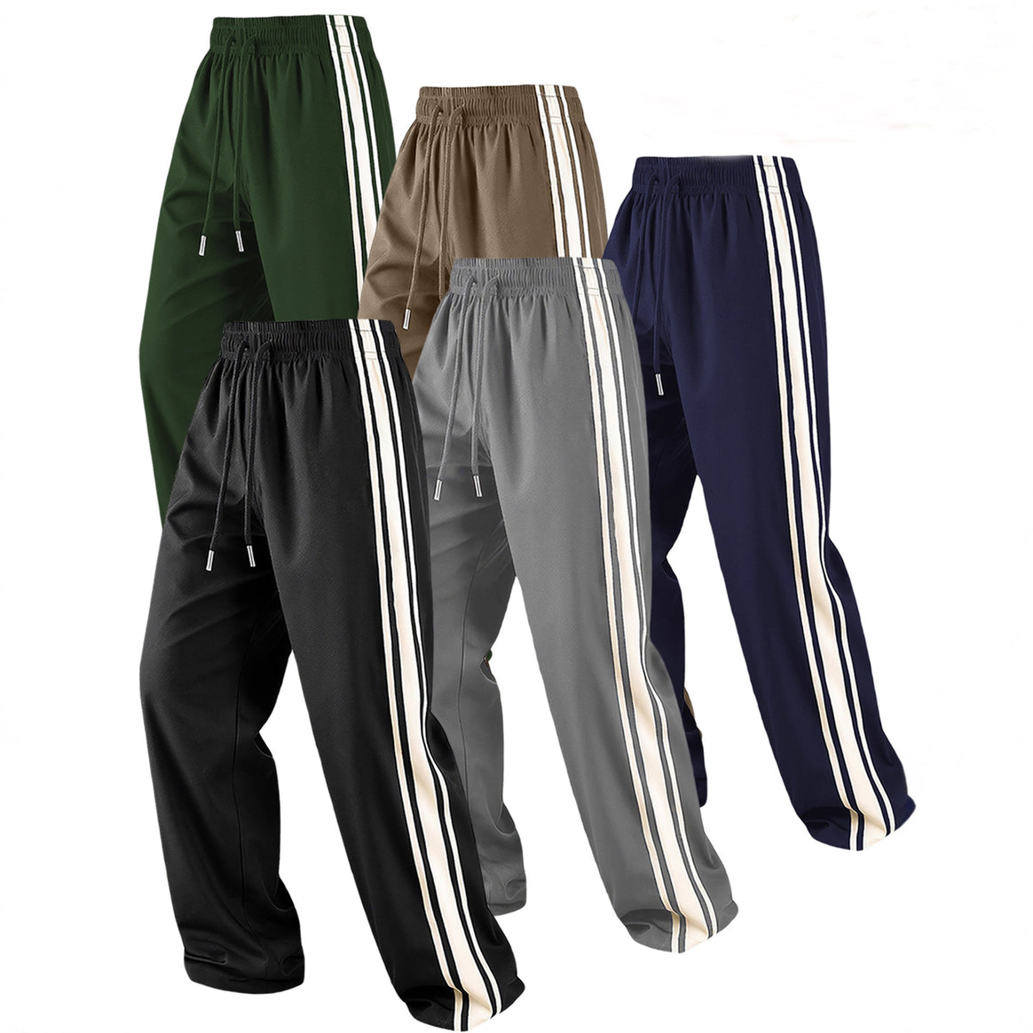 Men's loose training pants with elastic drawstring waistband, side contrast stripe & relaxed baggy fit Mune Fashion