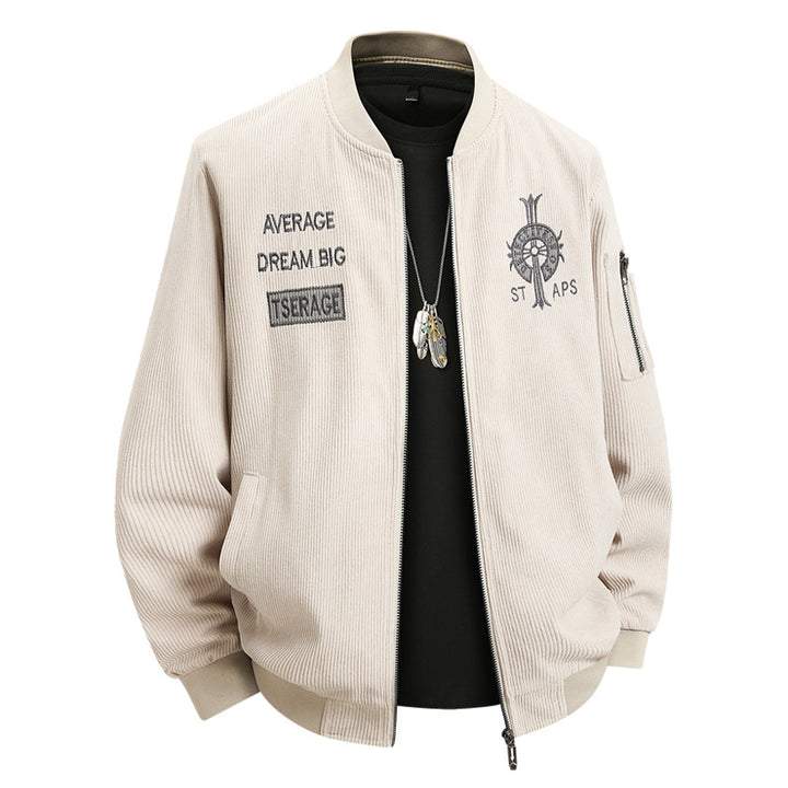 Men's Fashionable Bomber Jacket with Embroidery Mune Fashion