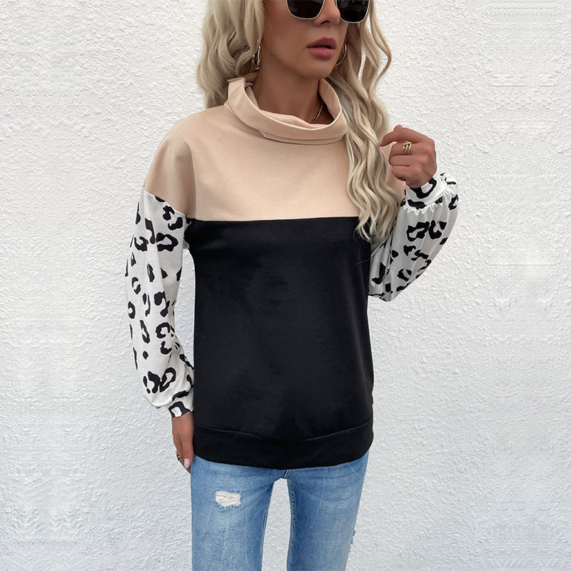 Women's Oversized Sweater with Shawl Collar, Colourblock and Balloon Sleeves Mune Fashion