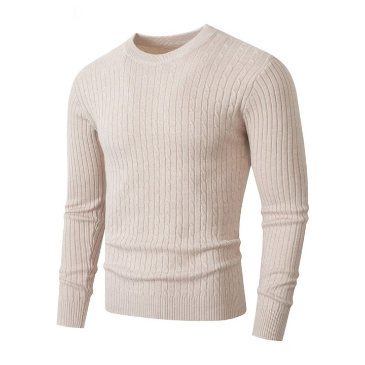 Men's merino-mix fine-knit sweater with cable pattern, ribbed cuffs, and slim silhouette Mune Fashion