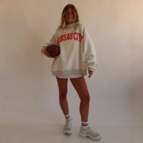 Women's oversized sweatshirt with teddy bear print and stand-up collar Mune Fashion