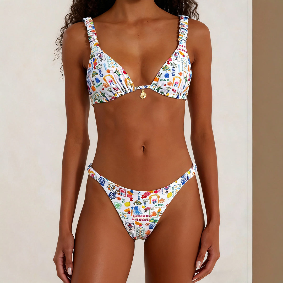 Women's Triangle Bikini with Decorative Ruffles Mune Fashion