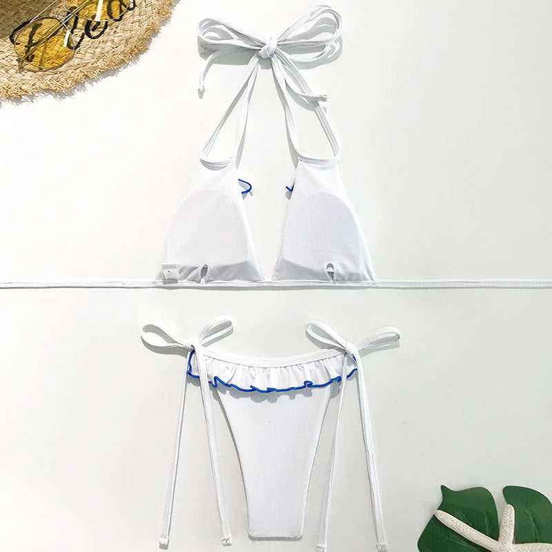 Women Triangle Bikini with Ruffles and Unique Cut Mune Fashion